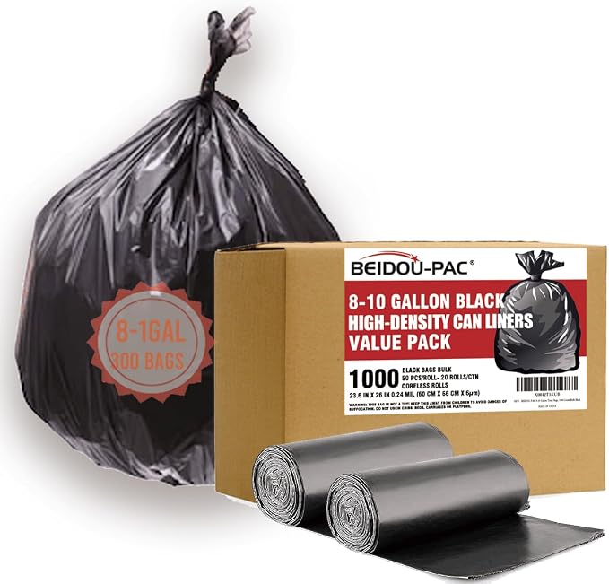 8-10 Gallon Trash Bags, Industrial, Commercial, Janitorial by BEIDOU-PAC