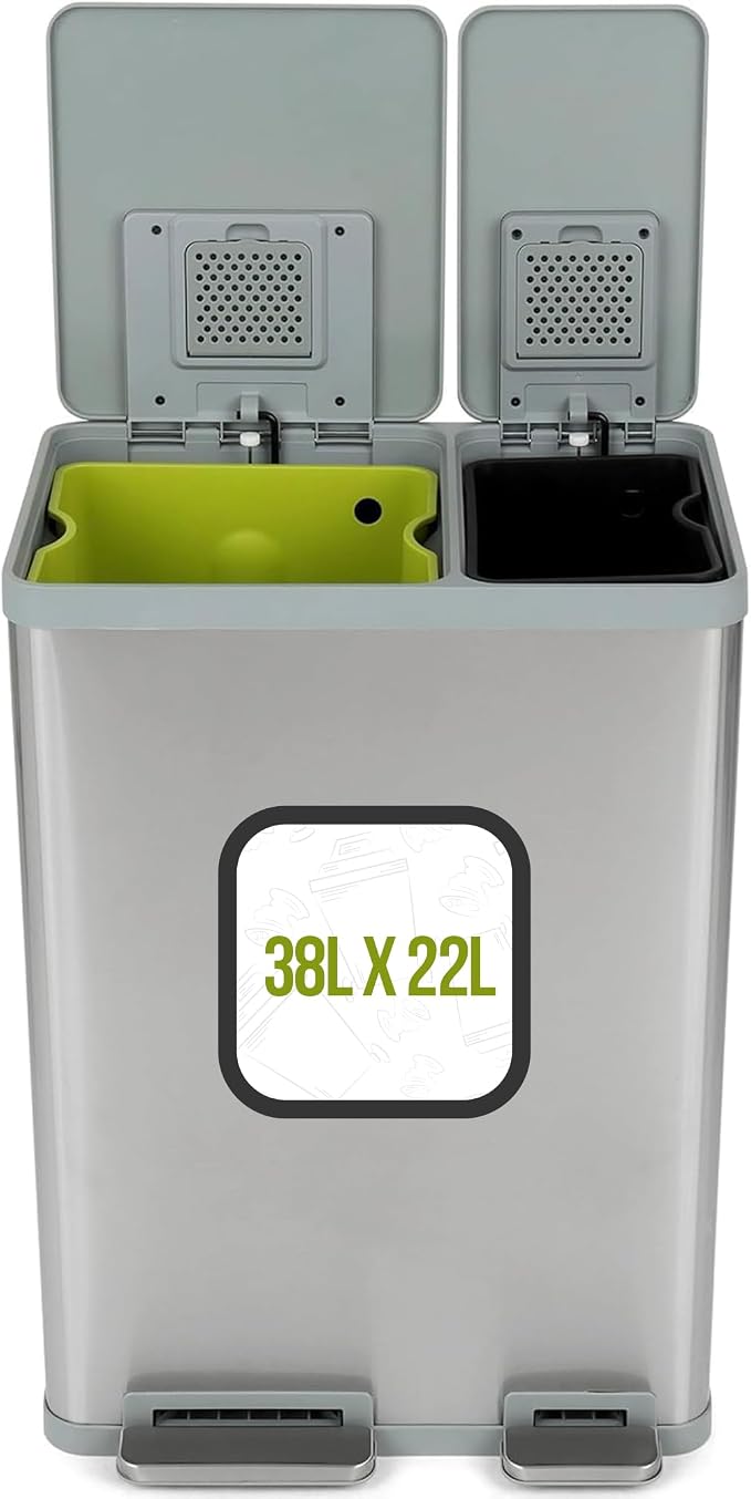 Simpli-Magic 60 Liter / 16 Gallon Rectangular Hands-Free Dual Compartment by SIMPLI-MAGIC