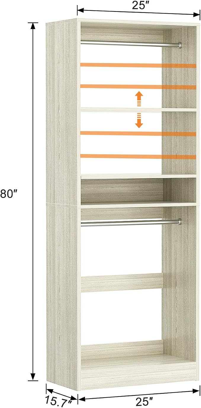 Unikito 25” Closet System, Freestanding Closets Organizer Wardrobe - Image 7