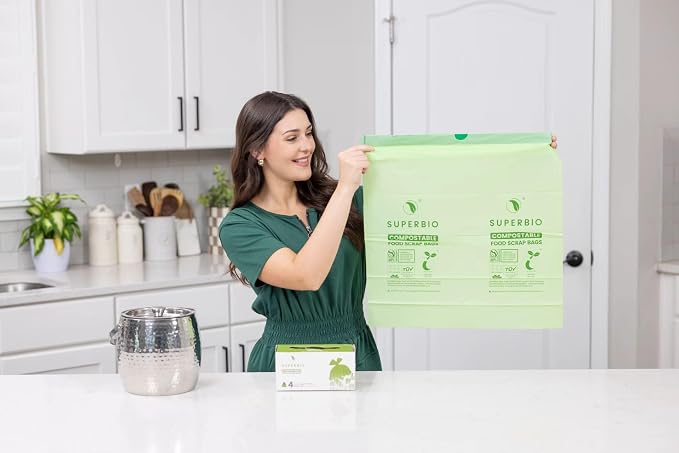 SUPERBIO 4 Gallon Compostable Drawstring Food Scrap Bags, 15.1 Liter, 0.9 Mil - Image 3