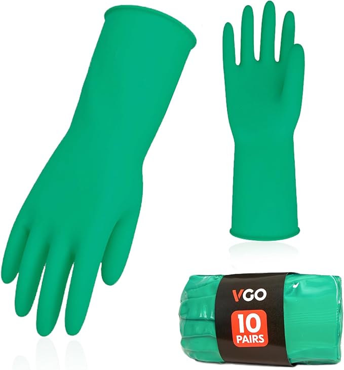 Vgo... 10-Pairs Reusable Household Gloves, Rubber Dishwashing gloves, Extra by Vgo