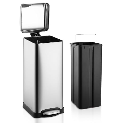 TrailBlaze 8Gallon / 30L Kitchen Trash Can, Stainless Steel Rectangular Pedal by Unknown