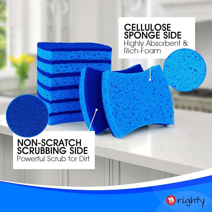 Orighty Non-Scratch Cellulose Scrub Sponges 24 Pack, Kitchen Sponges - Image 4