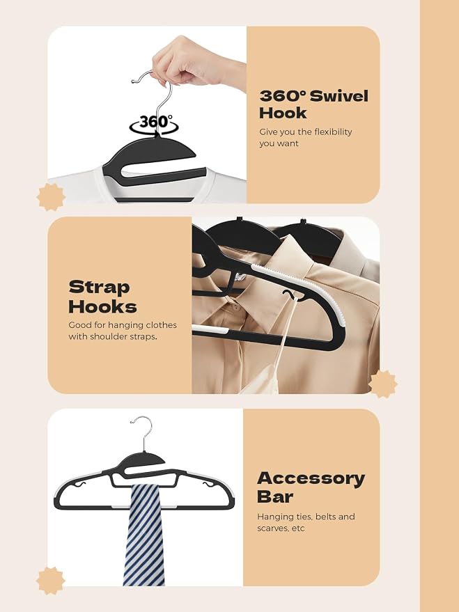 HOUSE DAY Heavy Duty Plastic Hangers 100 Pack, Non Slip Hangers - Image 7