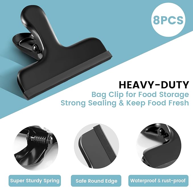 HOUSE AGAIN 8 Pack Stainless Steel Chip Bag Clips Covered - Image 4