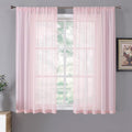 Tollpiz Short Sheer Curtain Linen Textured Living Room Curtains Sheer Light by Tollpiz