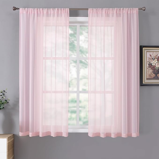 Tollpiz Short Sheer Curtains Living Room Linen Textured Curtain Sheers Light by Tollpiz
