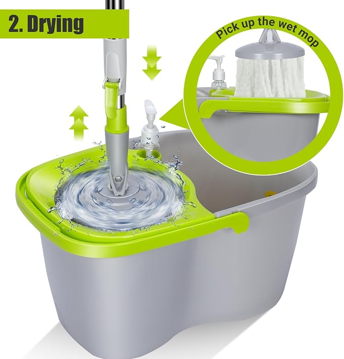MASTERTOP Mop and Bucket with Wringer Set, Small Spin Mop Cleaning System with - Image 3