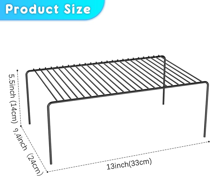 MediumBlack Cabinet Storage Shelf Rack Set of 6, Rustproof Metal Wire Kitchen - Image 3