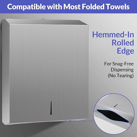 Paper Towel Dispenser Wall Mount, Brushed Stainless Steel Commercial Paper - Image 4