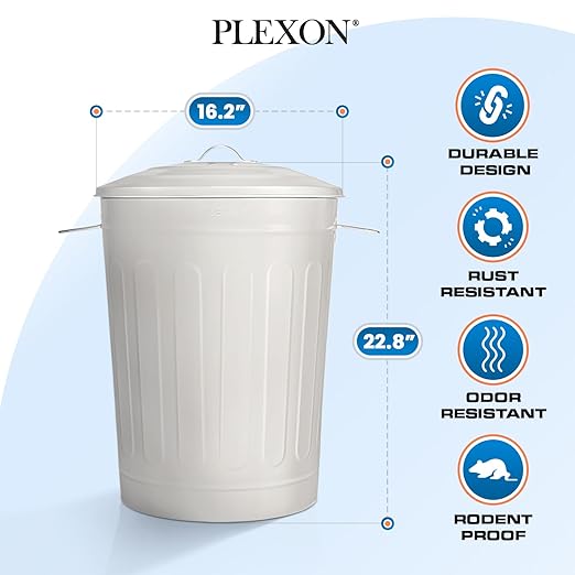 Plexon 13-Gallon Galvanized Steel Round Trash Can - Image 6