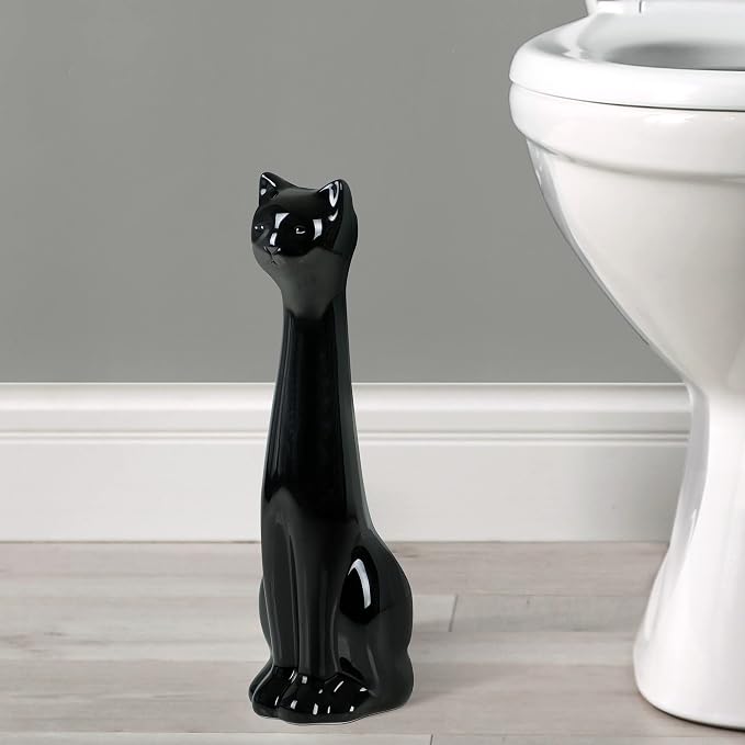Allure Home Creation Black Cat 2-Piece Toilet Brush Holder and Brush Set - Image 6