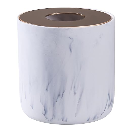 White Marble Textural Mini Trash Can by Polytree