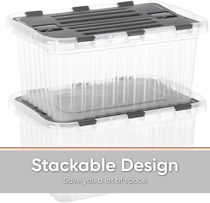 Superio Storage Bins with Lids, Stackable Totes, BPA Free, Odor Free, Organizer - Image 3