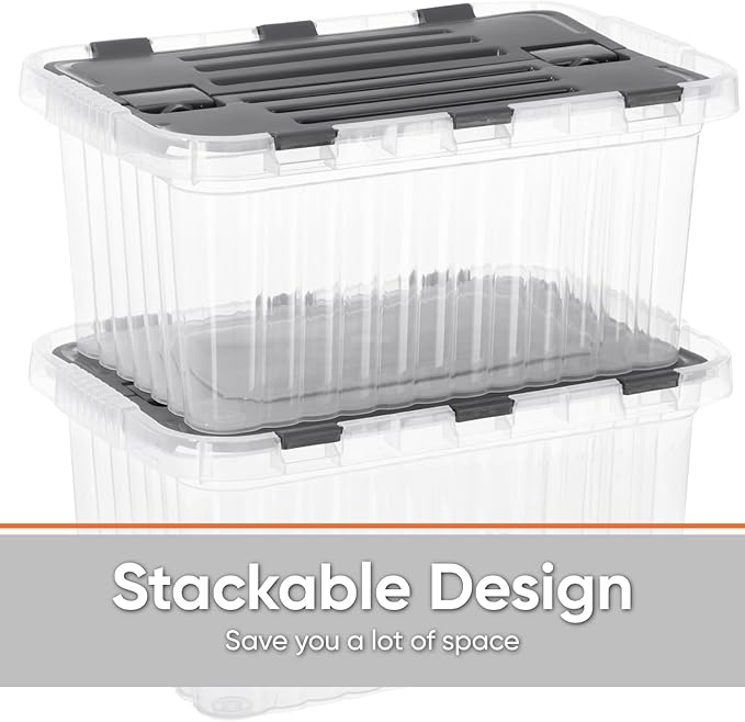 Superio Storage Bins with Lids, Stackable Totes, BPA Free, Odor Free, Organizer - Image 4