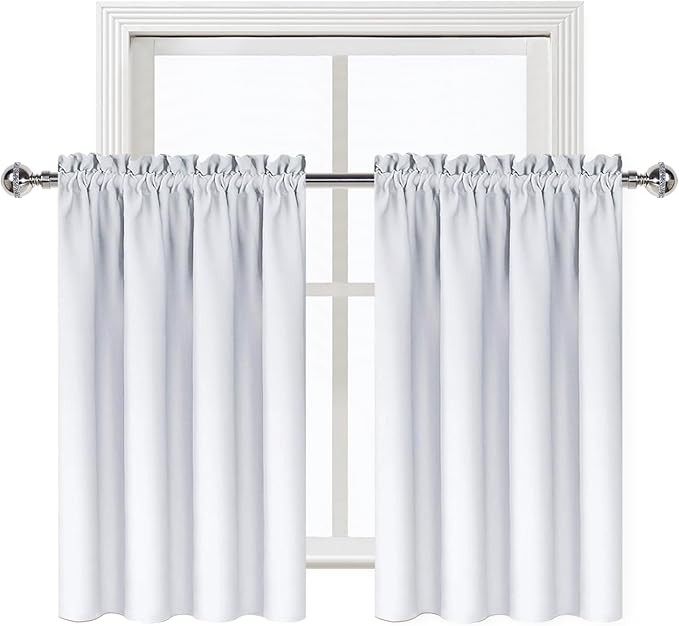 DWCN White Short Room Darkening Curtains - Image 9