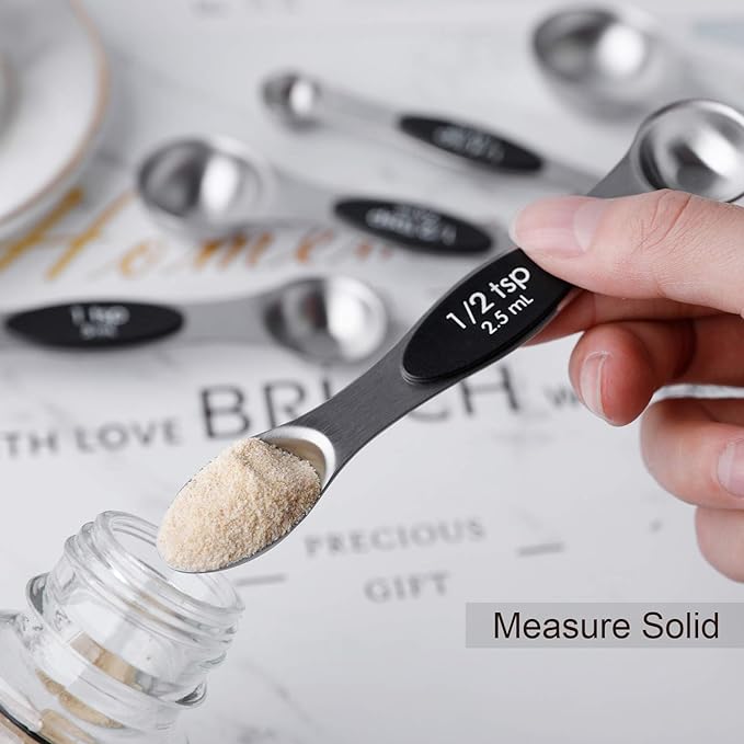 Magnetic Measuring Spoons Set of 8 Stainless Steel Stackable Dual Sided Nesting - Image 5