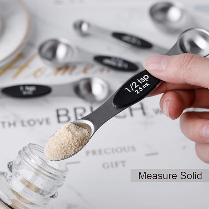 Magnetic Measuring Spoons Set Stainless Steel Dual Sided Stackable Teaspoon - Image 4