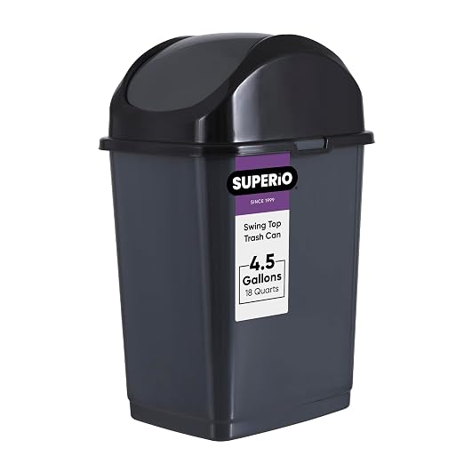 Superio Medium Trash Can with Lid 4.5 Gallon Plastic Swing Top Garbage Can Slim - Image 8