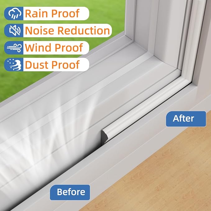 Wedge-Shape Window Weather Stripping Door Frame Seal Strip 2Pcs×196" White - Image 6