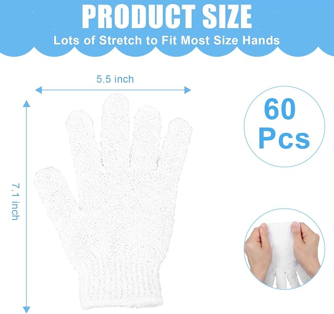 60Pcs Exfoliating Gloves Bulk, Scrub Gloves Exfoliating Body Scrubber Glove - Image 2