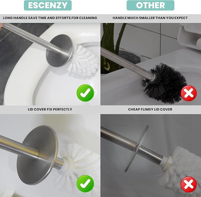 Escenzy Turquoise Green Toilet Brush and Holder Set Mosaic Glass | Non-Rustic - Image 4