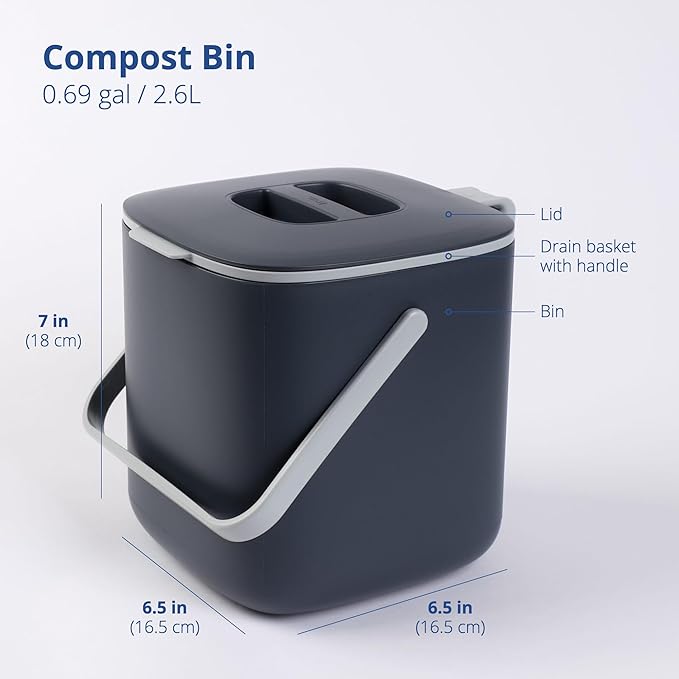 Blue Ginkgo Kitchen Compost Bin – Filter-Free, Odor-Tight Countertop Food Waste - Image 2
