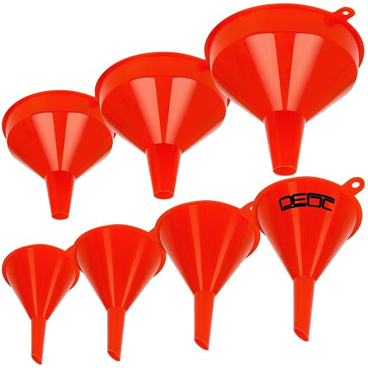 DEDC Oil Funnels Plastic Set for Car Automotive Kitchen Mini Small Large Red by DEDC