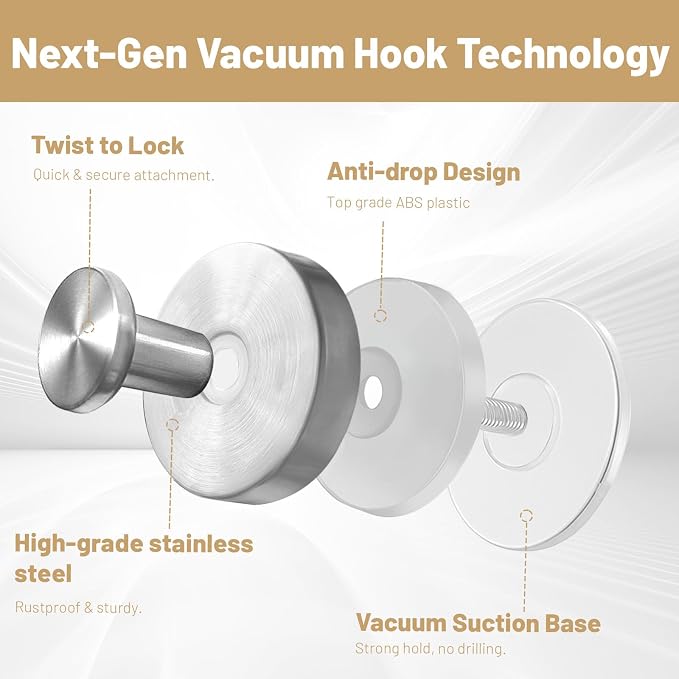 4 Pcs Suction Cup Hooks for Shower，Removable Hooks，Towel Hook，Suction Hook for - Image 7