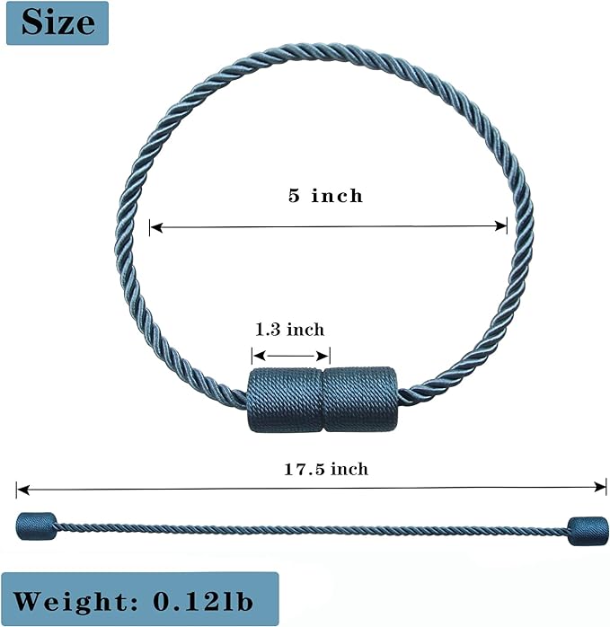 6 Pack Blue Strong Magnetic Curtain Tiebacks Outdoor Elegant Decorative Tie - Image 2