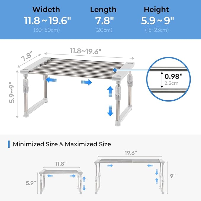 carrotez Expandable Cabinet Organizer, Stackable Kitchen Counter Shelf - Image 3