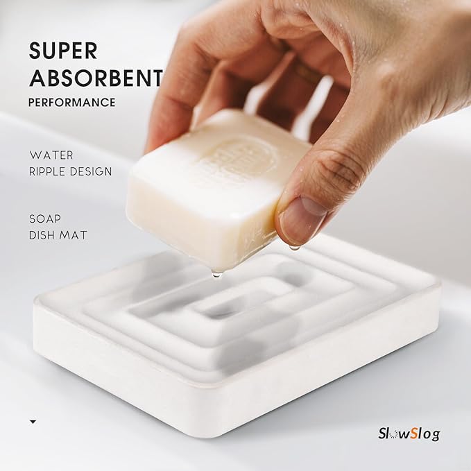 2 Pack Diatomite Soap Trays, Fast Drying Stone Soap Dishes, Natural - Image 6