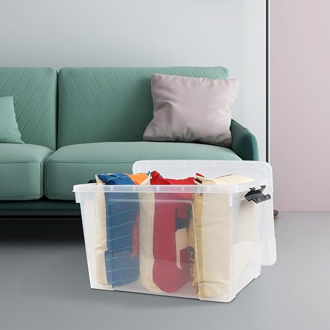 4-Pack 50 L Clear Plastic Storage Bin, Large Clear Latch Box - Image 5