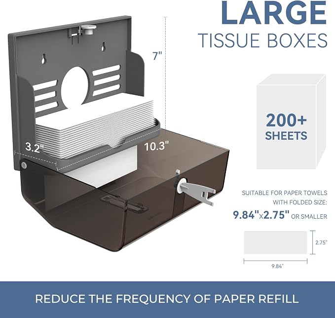 Paper Towel Dispenser Adhesive Wall Mounted, 200+ Multifold Trifold c-Fold Hand - Image 2