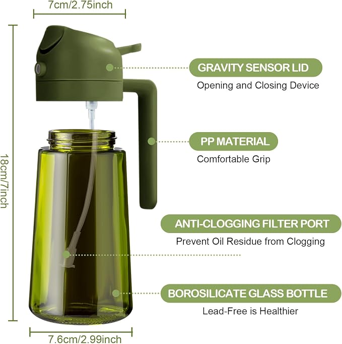 YARRAMATE 16oz/470ml Dark Green Oil Sprayer - Image 6