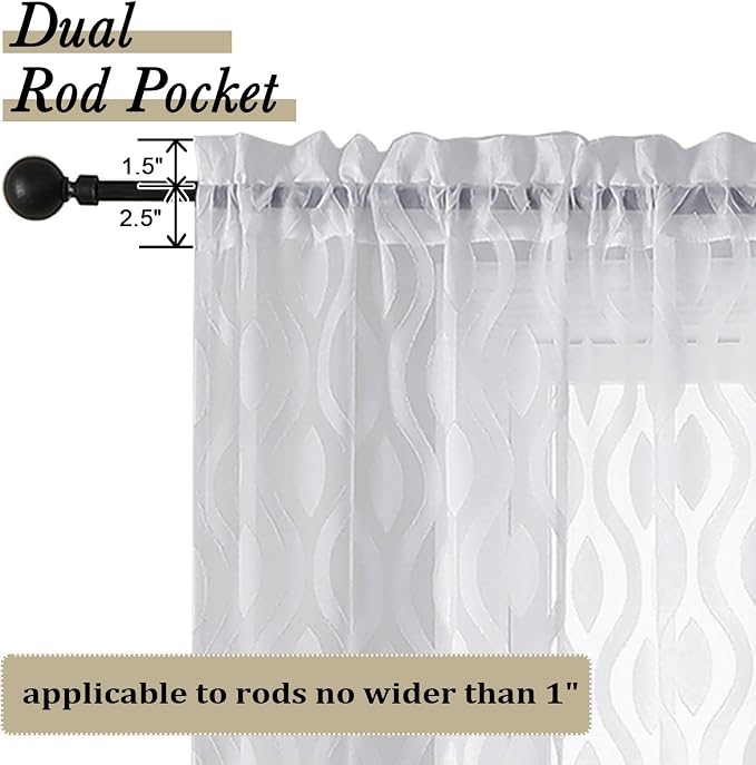 Aiyufeng White Sheer Curtains Tiers 36 Inch Length 2 Panels Set, Airy - Image 4