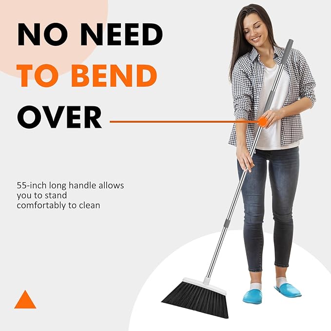NACENA Heavy Duty Broom, 55 Inch Long Handle Outdoor Large Angle Brooms - Image 3