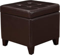 Adeco Bonded Leather Square Tufted Footstool by Adeco