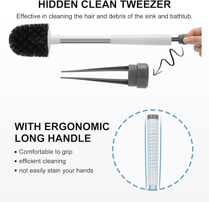 SetSail Toilet Brush and Holder 2 Pack, Self Closing Lid Toilet Bowl Brushes - Image 3