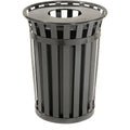 Global Industrial 36 Gallon Outdoor Slatted Steel Round Trash Can by GlobalIndustrial