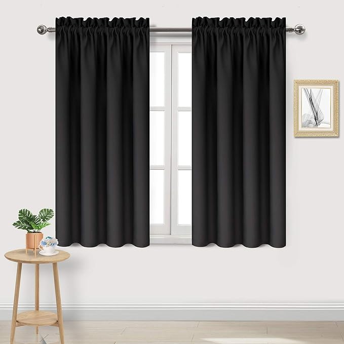 DWCN Black Blackout Curtains for Bedroom –Rod Pocket Thermal Insulated Room by DWCN