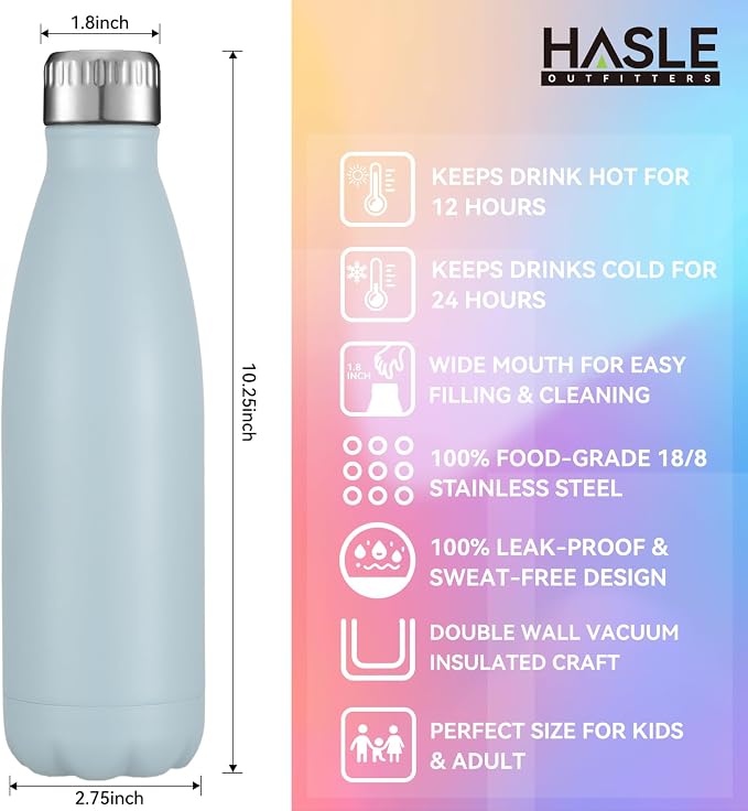 HASLE OUTFITTERS 17oz Stainless Steel Water Bottles, Vacuum Insulated Water - Image 5