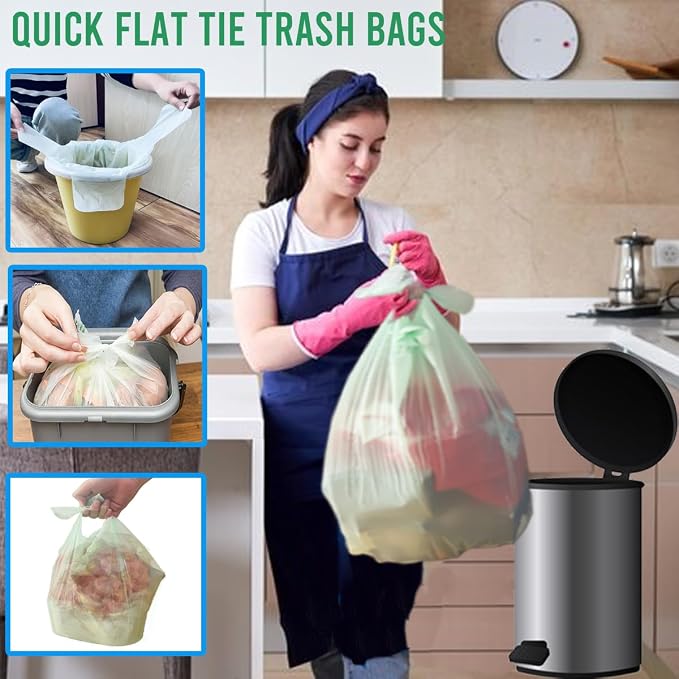 4-6 Gallon Flap Tie Compostable Trash Bags, Kitchen Compost Bags, Sturdy - Image 3