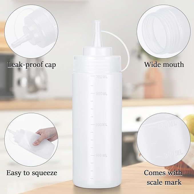 Condiment Squeeze Bottles Ketchup Dispenser, 4 Pack 12oz Squeeze Bottles - Image 3