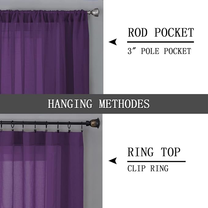 Tollpiz Short Sheer Curtain Linen Textured Living Room Curtains Sheer Light - Image 5
