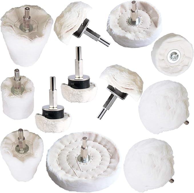 Polishing Pad Buffing Wheel Kit White Flannelette 12 Pack, by Medoon
