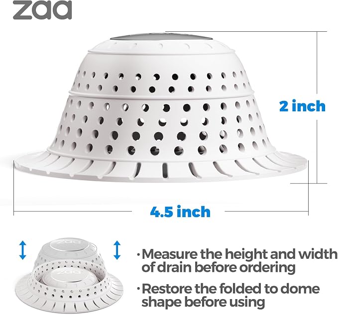 zaa Bathtub Drain Hair Catcher, Silicone Collapsible 1 Pack Drain Protector - Image 6