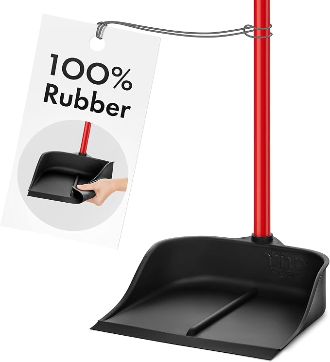 Dustpan with Handle by Ravmag- Solid Natural Rubber Construction- 40” Long by Ravmag
