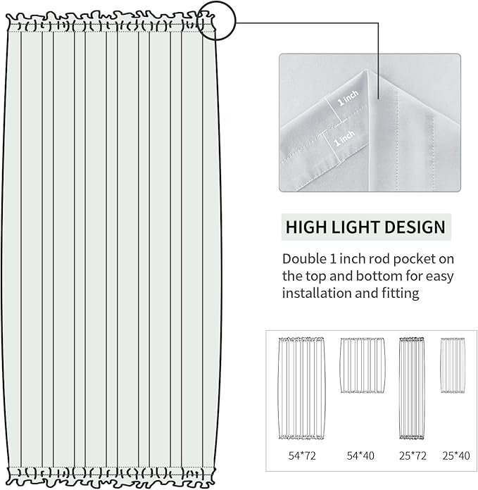 DWCN French Door Curtains – Rod Pocket Thermal Blackout Curtain - Image 3