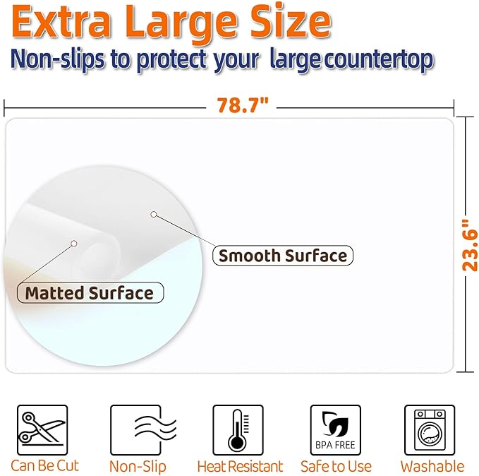 Warome Silicone Mat, 78.7”x 23.6” Heat Resistant Mats - Image 3